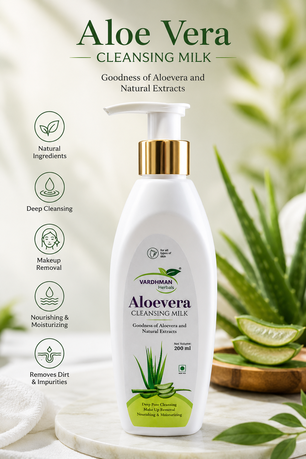 Aloevera Cleansing Milk 200 ml.